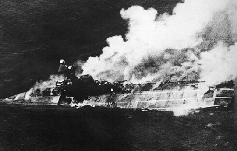 HMS Hermes Airphoto by japanese pilot